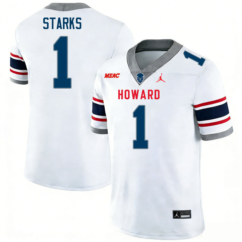 Howard Bison #1 Tyriq Starks College Football Jerseys,Uniforms Stitched-White